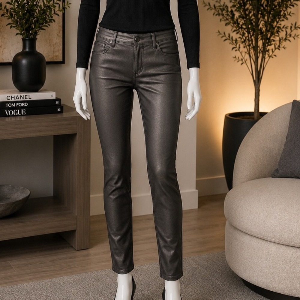 AG Adriano Goldschmied Womens Coated Legging Ankle Super Skinny Jeans Gray 30R